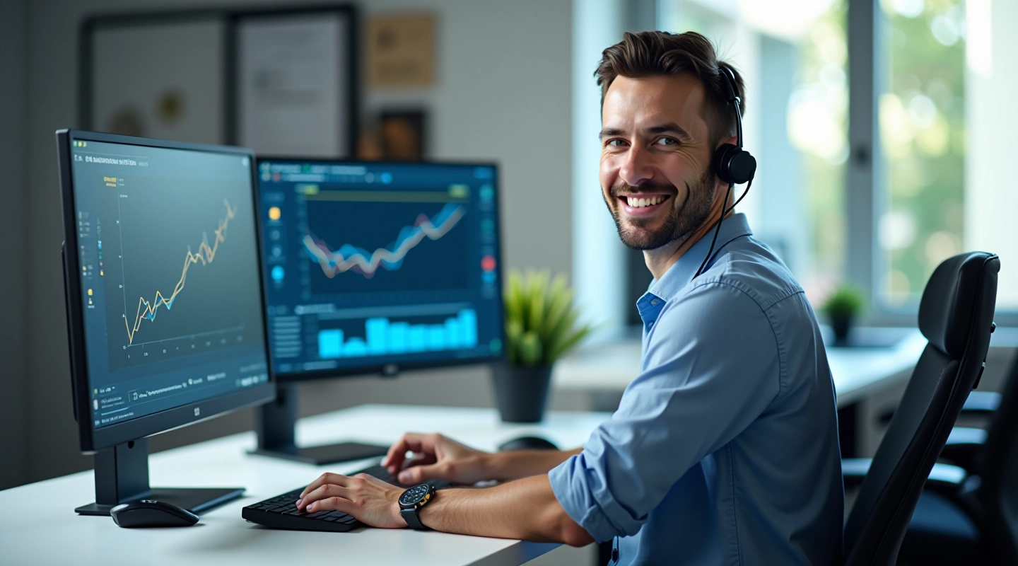 Professionista che lavora su ottimizzazione del PC con monitor e strumenti diagnostici visibili